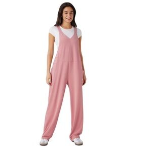 Halara V-Neck Pocket Waffle Casual Overalls – Rose Tan – XL – NWT
